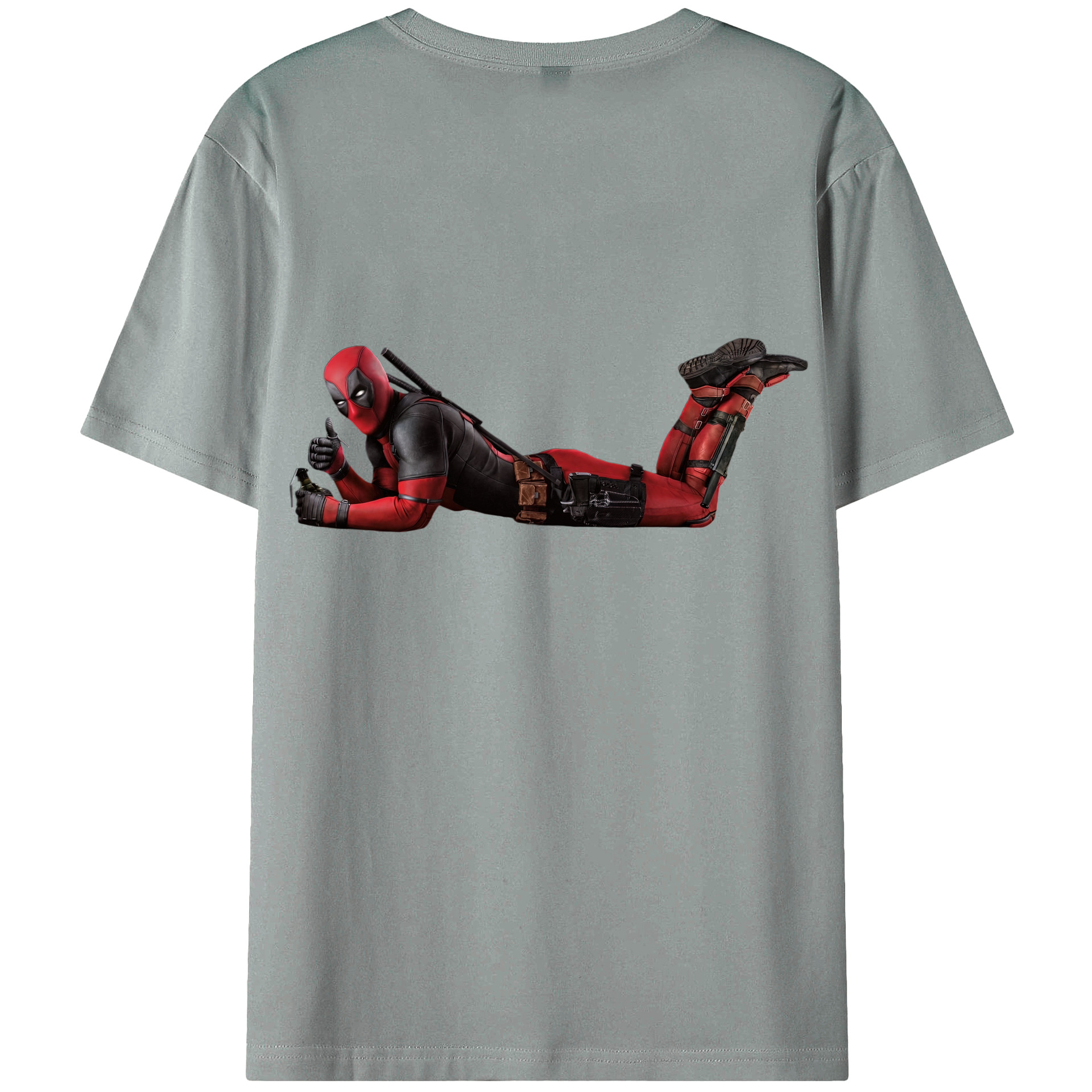 （画像用） Deadpool デッドプール 綿100％ メンズ半袖Tシャツ（バックプリント） 通気性